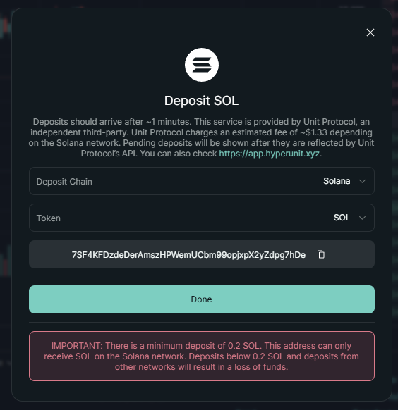 Deposit SOL Interface