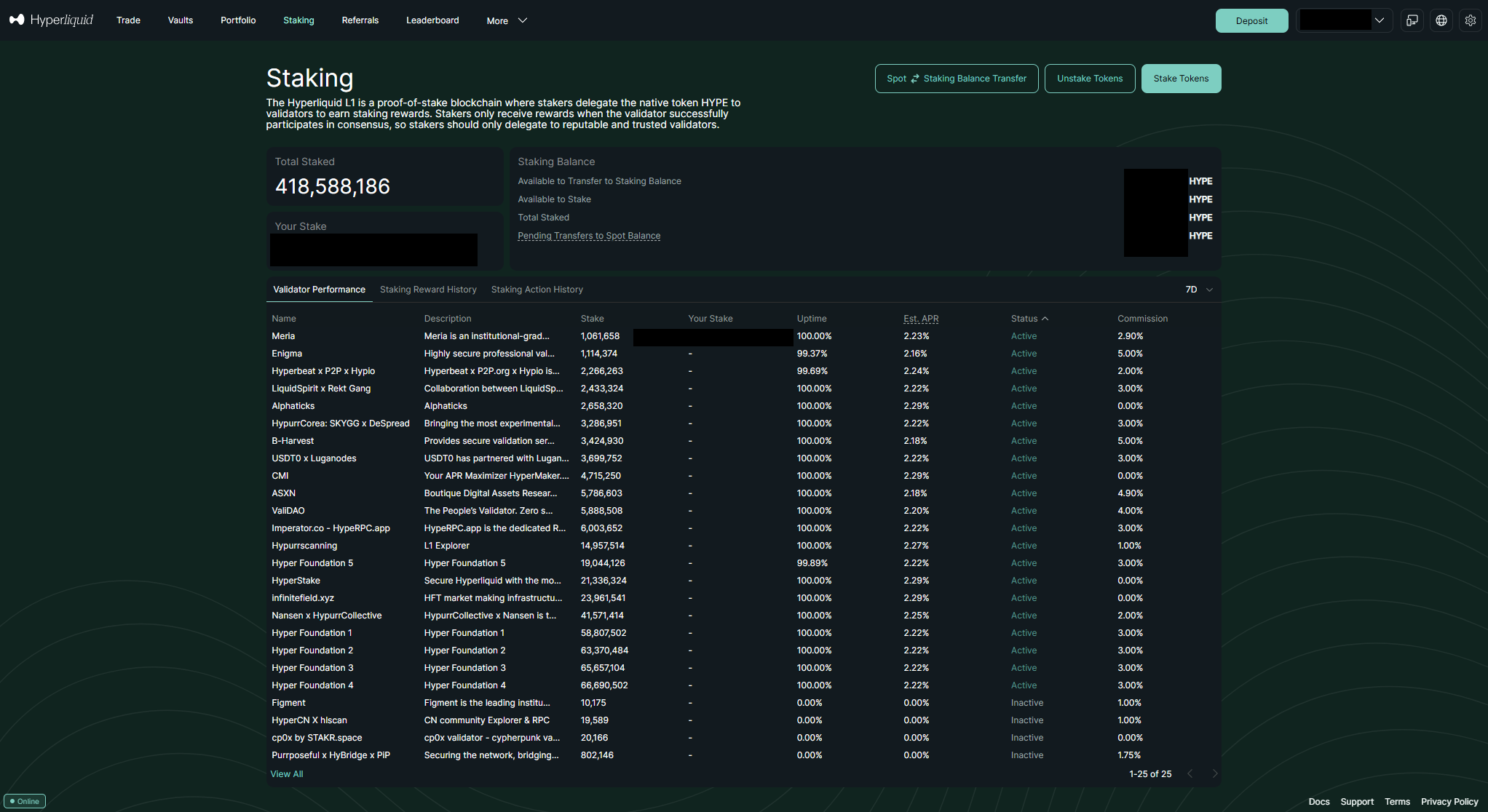 Staking Interface